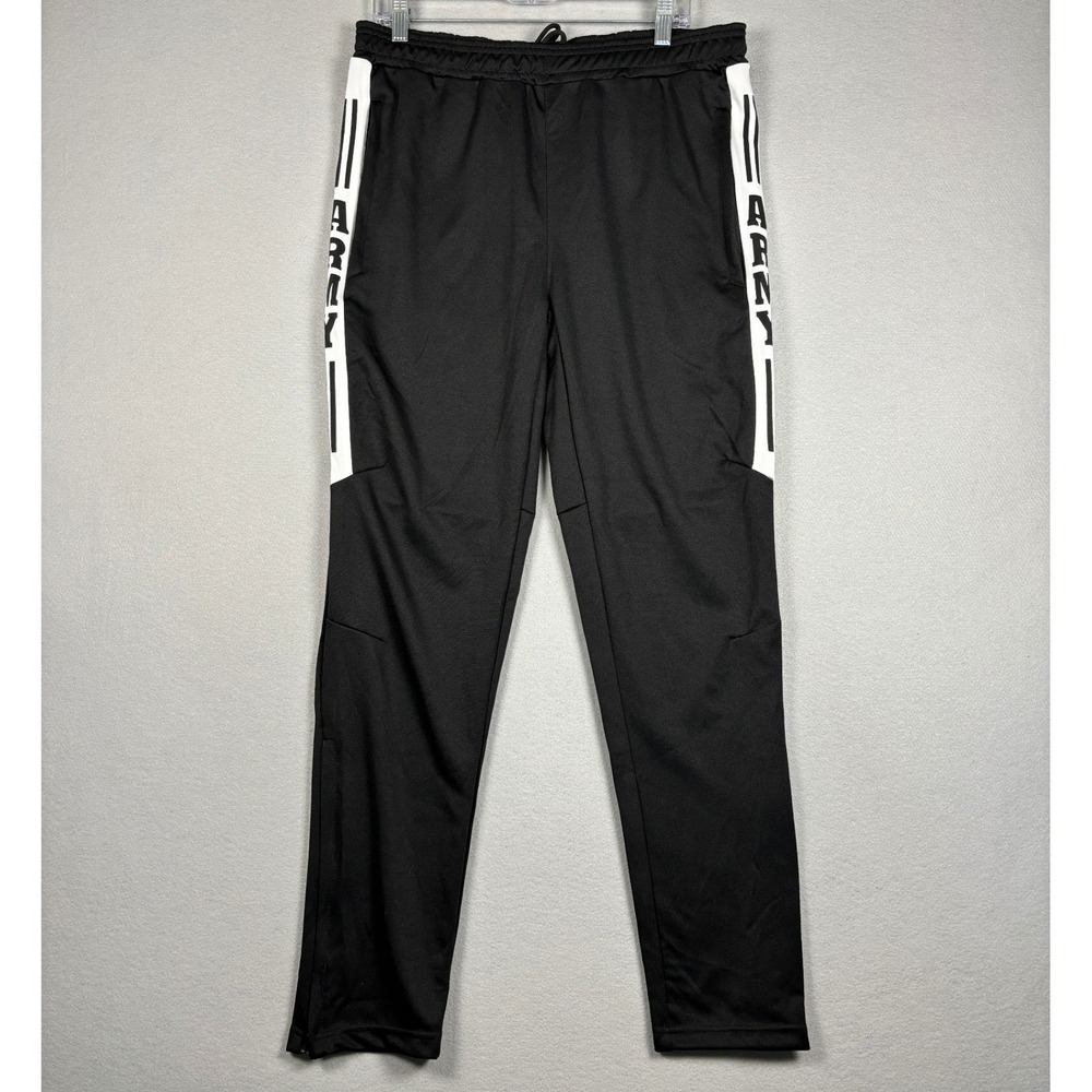 Army Performance Track Pants Athletic Training Side Stripe Size Large Black